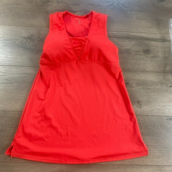 Athleta Tops - Athleta Top Womens 36A Red Tank Activewear Built In Bra V-Neck Stretch Ruched